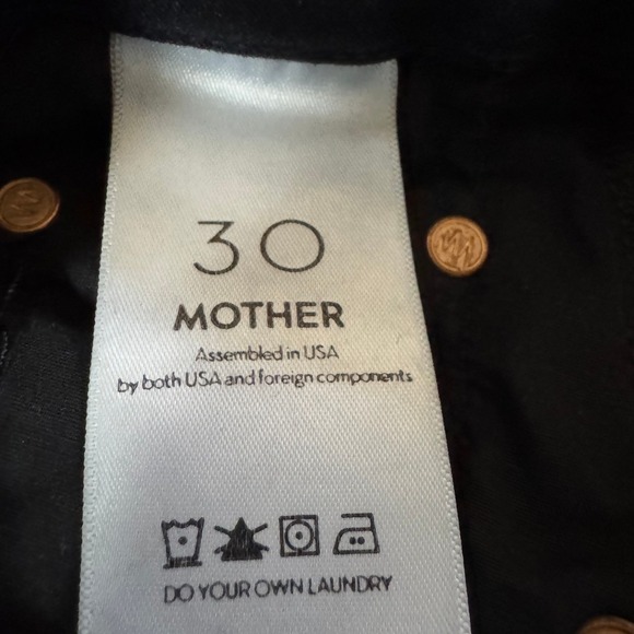 MOTHER Looker Ankle Fray Blackbird Black Stretch Denim Jeans Womens Size 30 - Picture 6 of 8